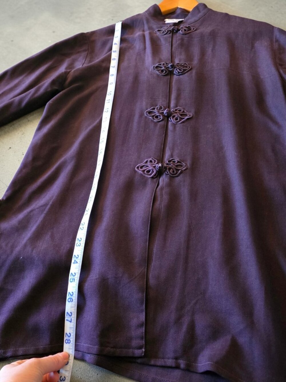 Neiman Marcus 100% Silk Purple Tai Chi Set PM Petite Medium Frog Closure Lounge - Picture 15 of 16